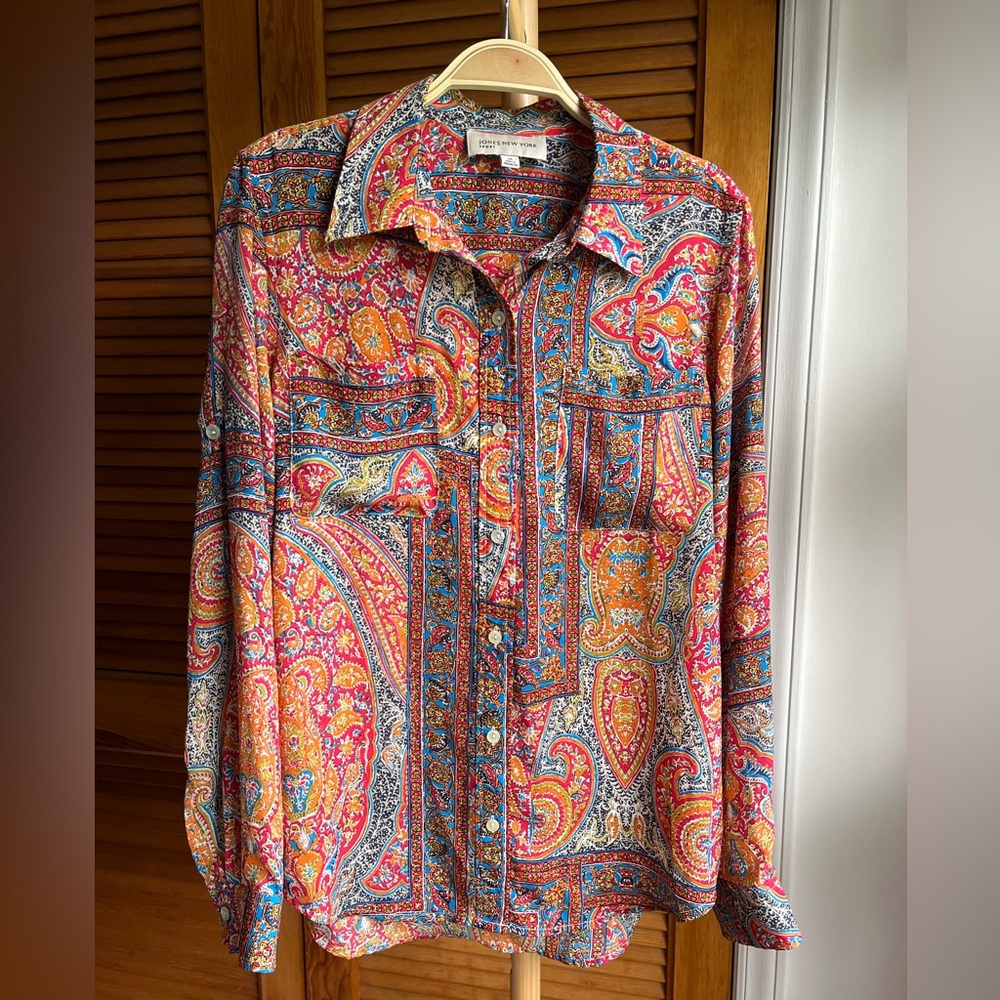 Jones New York Sport Multicolor Paisley Shirt Blouse